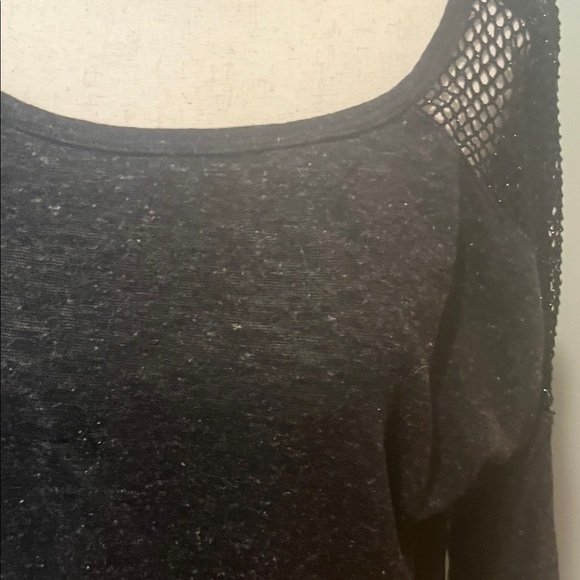 Black/Heather gray Women's Sweater with Lace Shoulders - Picture 2 of 6